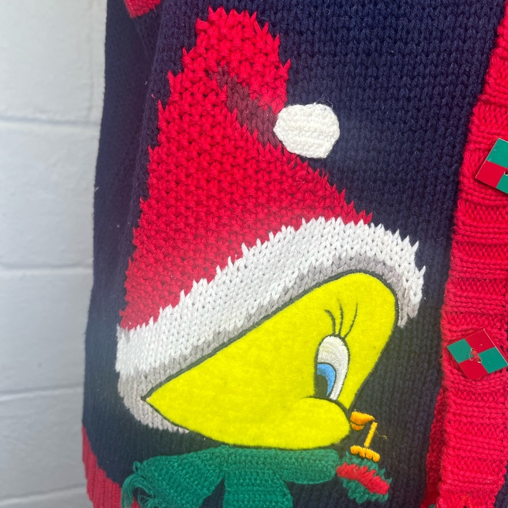 Warner Bros. Red and Green Cardigan Sweater - Picture 5 of 7